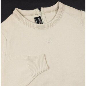 Givenchy Sport Vintage 80s Sweater Women's 32 Back Zip Beige Qiana Nylon GG Logo